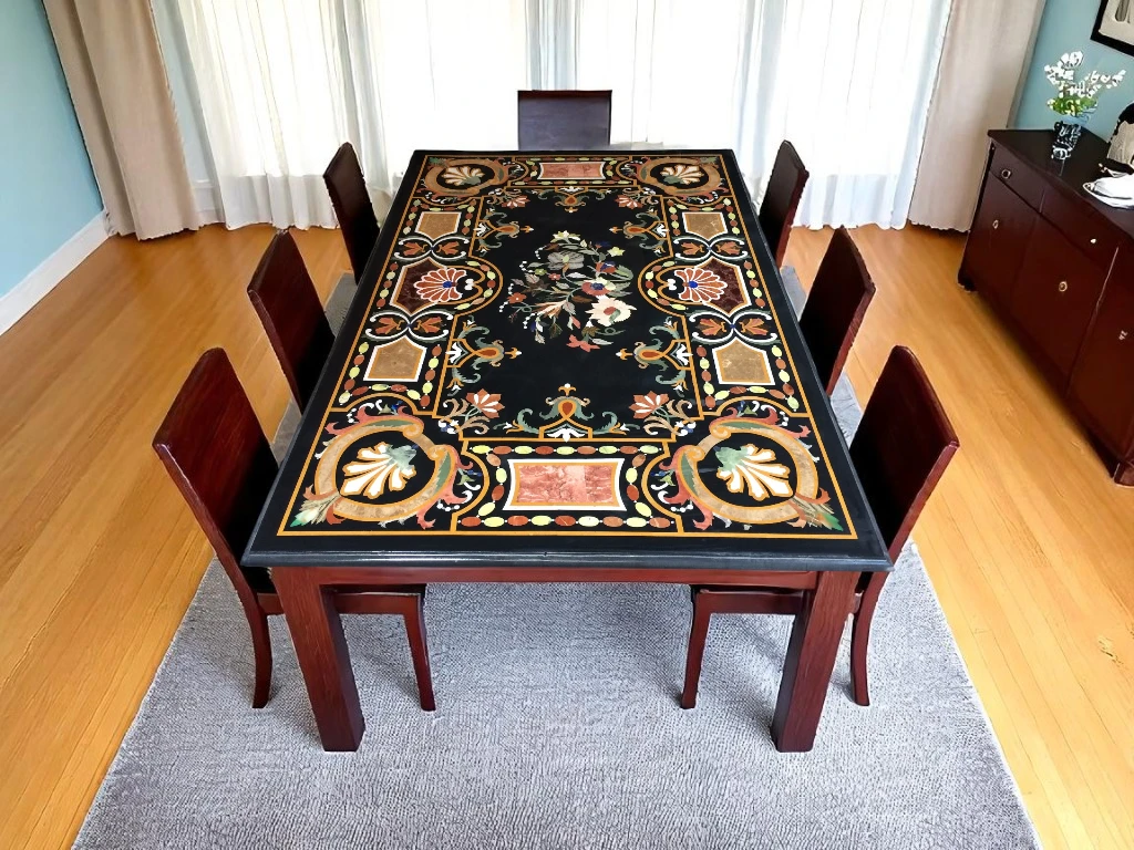 Pietra Dura Marble Dining Tables Artisan-Crafted Elegance